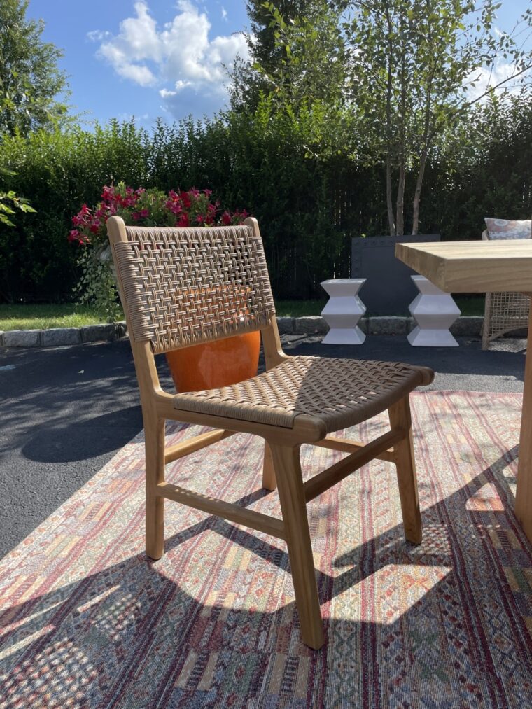 Dai Outdoor Teak and Faux Wicker Dining Chair - Image 6