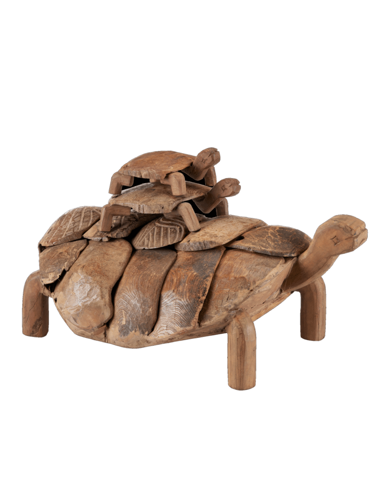 Set of 3 Natural Wood Stacked Turtles