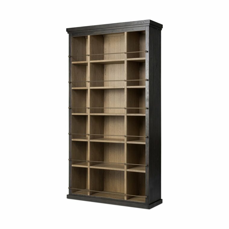 Alistair Bookcase with Brushed Brass Railings