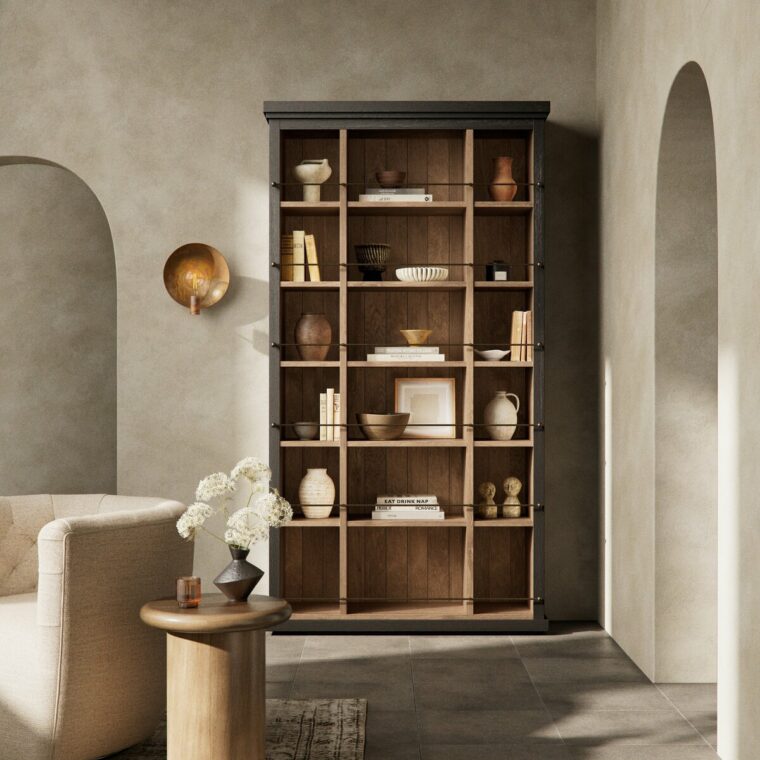 Alistair Bookcase with Brushed Brass Railings - Image 11