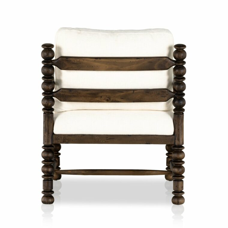 Bobbin Style Chair in Ivory Performance Fabric - Image 3