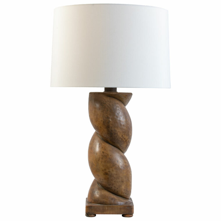 Single French Wood Twist Lamp