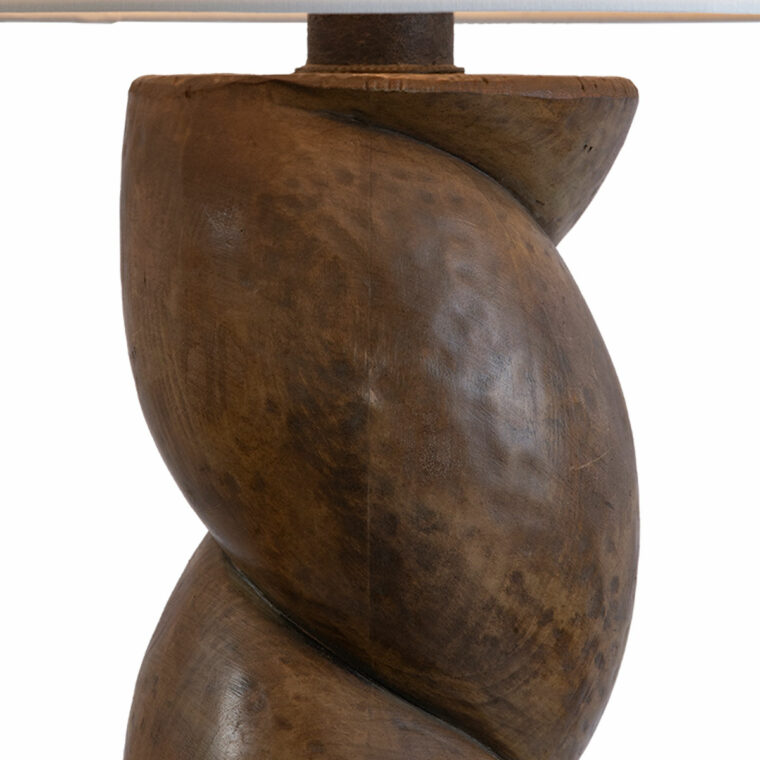 Single French Wood Twist Lamp - Image 2