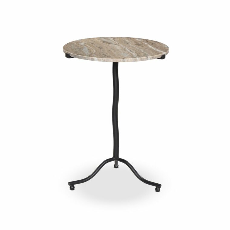 Round Marble End Table with Tripod Base and Ball Feet - Image 12